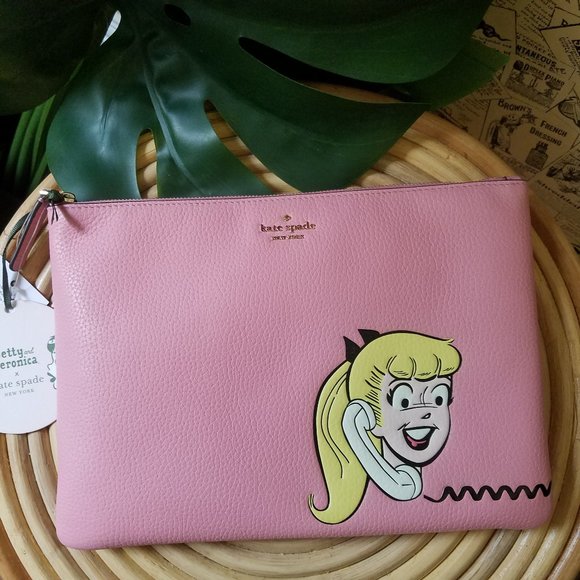 kate spade Handbags - Archie Large zip Comics Pink Pouch Kate Spade
